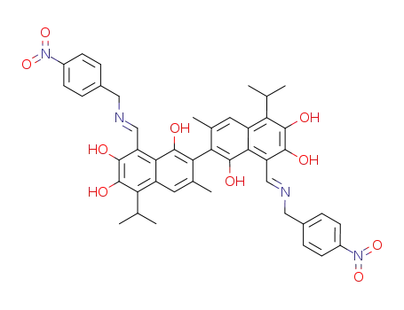1,6,7,1',6',7'-hexahydroxy-5,5'-diisopropyl-3,3'-dimethyl-[2,2']binaphthyl-8,8'-dicarbaldehyde bis-(4-nitro-benzylimine)