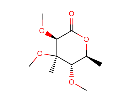 Molecular Structure of 30319-21-2 (L-Mannonic acid,6-deoxy-3-C-methyl-2,3,4-tri-O-methyl-, d-lactone)