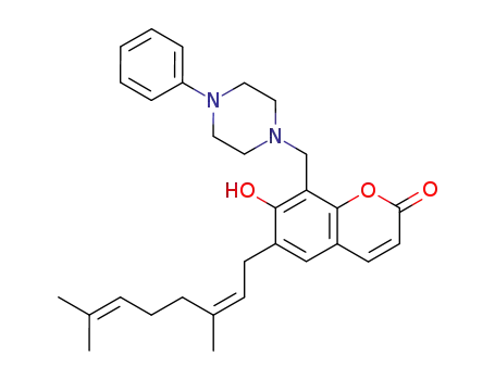 6-geranyl-7-hydroxy-8(N-4'-phenylpiperazinomethyl)coumarin