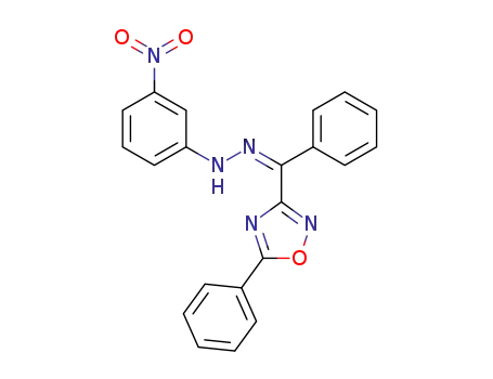 Molecular Structure of 80815-93-6 (Methanone, phenyl(5-phenyl-1,2,4-oxadiazol-3-yl)-,
(3-nitrophenyl)hydrazone, (1Z)-)