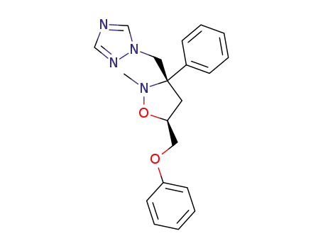 Molecular Structure of 114544-48-8 (1H-1,2,4-Triazole,
1-[[2-methyl-5-(phenoxymethyl)-3-phenyl-3-isoxazolidinyl]methyl]-)