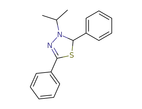 Molecular Structure of 90057-71-9 (1,3,4-Thiadiazole, 2,3-dihydro-3-(1-methylethyl)-2,5-diphenyl-)