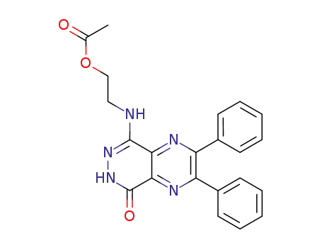 Molecular Structure of 133219-06-4 (Acetic acid 2-(8-oxo-2,3-diphenyl-7,8-dihydro-pyrazino[2,3-d]pyridazin-5-ylamino)-ethyl ester)
