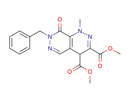 Molecular Structure of 128457-09-0 (Pyridazino[4,5-c]pyridazine-3,4-dicarboxylic acid,
1,4,7,8-tetrahydro-1-methyl-8-oxo-7-(phenylmethyl)-, dimethyl ester)
