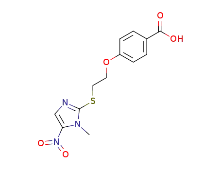 Molecular Structure of 53869-34-4 (Benzoic acid, 4-[2-[(1-methyl-5-nitro-1H-imidazol-2-yl)thio]ethoxy]-)