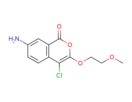 Molecular Structure of 126062-23-5 (1H-2-Benzopyran-1-one, 7-amino-4-chloro-3-(2-methoxyethoxy)-)