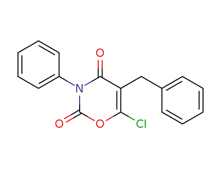 Molecular Structure of 5725-61-1 (5-benzyl-6-chloro-3-phenyl-[1,3]oxazine-2,4-dione)