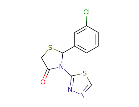 Molecular Structure of 106145-93-1 (4-Thiazolidinone, 2-(3-chlorophenyl)-3-(1,3,4-thiadiazol-2-yl)-)