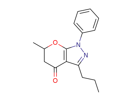 Molecular Structure of 88185-08-4 (Pyrano[2,3-c]pyrazol-4(1H)-one,
5,6-dihydro-6-methyl-1-phenyl-3-propyl-)