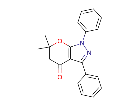 Molecular Structure of 88185-13-1 (Pyrano[2,3-c]pyrazol-4(1H)-one, 5,6-dihydro-6,6-dimethyl-1,3-diphenyl-)
