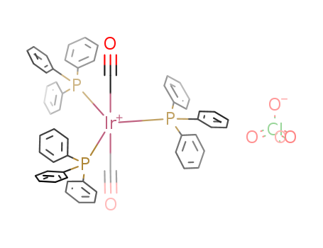 Molecular Structure of 15739-17-0 (Iridium(1+), dicarbonyltris(triphenylphosphine)-, perchlorate)