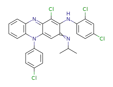 Molecular Structure of 106691-12-7 ({1-Chloro-5-(4-chloro-phenyl)-3-[(Z)-isopropylimino]-3,5-dihydro-phenazin-2-yl}-(2,4-dichloro-phenyl)-amine)