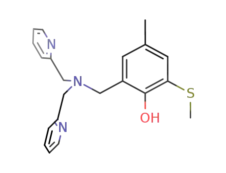 Molecular Structure of 949566-81-8 (2-[(bis(2-pyridylmethyl)amino)methyl]-4-methyl-6-(methylthio)phenol)