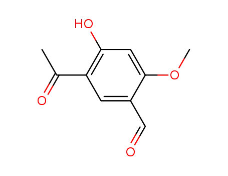 Molecular Structure of 39503-40-7 (Benzaldehyde, 5-acetyl-4-hydroxy-2-methoxy-)