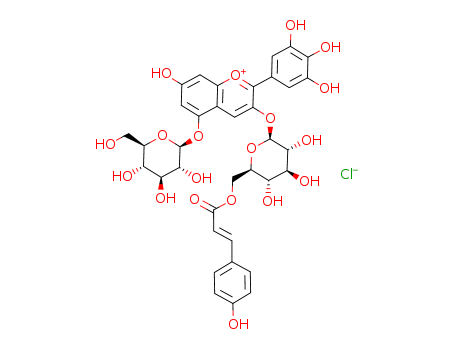 1-Benzopyrylium, 5-(b-D-glucopyranosyloxy)-7-hydroxy-3-[[6-O-[(2E)-3-(4-hydroxyphenyl)-1-oxo-2-propen-1-yl]-b-D-glucopyranosyl]oxy]-2-(3,4,5-trihydroxyphenyl)-,chloride (1:1)