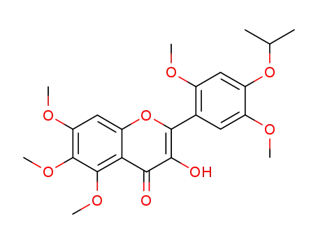 Molecular Structure of 105827-39-2 (4H-1-Benzopyran-4-one,
2-[2,5-dimethoxy-4-(1-methylethoxy)phenyl]-3-hydroxy-5,6,7-trimethoxy-)
