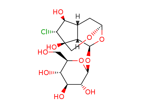 Molecular Structure of 103744-80-5 (b-D-Glucopyranoside,(3R,5S,5aS,6R,7S,8R,8aS)-8-chlorohexahydro-7,8a-dihydroxy-3,6-methano-1H-cyclopenta[e][1,3]dioxepin-5-yl)