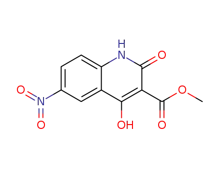 Molecular Structure of 479622-00-9 (3-Quinolinecarboxylic acid, 1,2-dihydro-4-hydroxy-6-nitro-2-oxo-, methyl
ester)