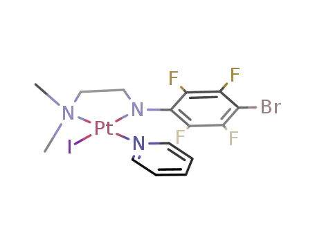 Molecular Structure of 117533-85-4 (c(N),d(N')-{N,N-dimethyl-N'-(4-bromo-2,3,5,6-tetrafluorophenyl)ethane-1,2-diaminato<sup>(1-)</sup>}-b-iodo-a-pyridineplatinum(II))