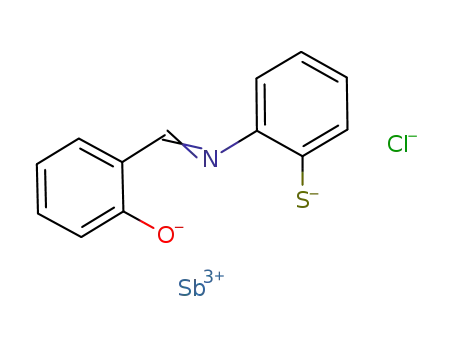 Molecular Structure of 77759-19-4 (Sb<sup>(3+)</sup>*OC<sub>6</sub>H<sub>4</sub>CHNC<sub>6</sub>H<sub>4</sub>S<sup>(2-)</sup>*Cl<sup>(1-)</sup>=(OC<sub>6</sub>H<sub>4</sub>CHNC<sub>6</sub>H<sub>4</sub>S)SbCl)