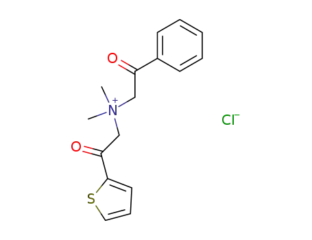 Molecular Structure of 109644-97-5 (dimethyl-(2-oxo-2-[2]thienyl-ethyl)-phenacyl-ammonium; chloride)