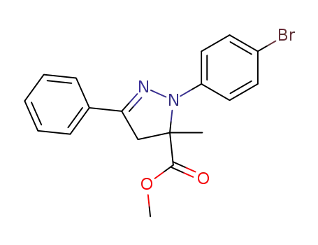 Molecular Structure of 118795-00-9 (2-(4-Bromo-phenyl)-3-methyl-5-phenyl-3,4-dihydro-2H-pyrazole-3-carboxylic acid methyl ester)
