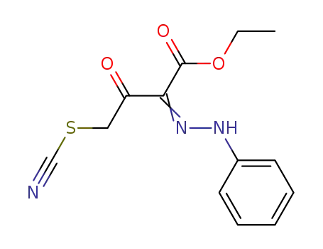 Molecular Structure of 61834-27-3 (Butanoic acid, 3-oxo-2-(phenylhydrazono)-4-thiocyanato-, ethyl ester)