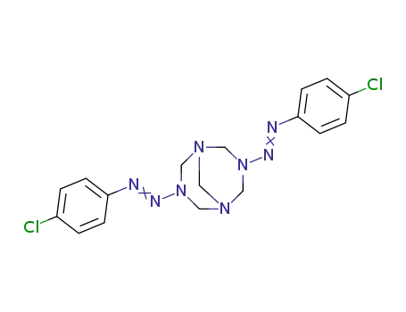 Molecular Structure of 105949-65-3 (1,3,5,7-Tetraazabicyclo[3.3.1]nonane, 3,7-bis[(4-chlorophenyl)azo]-)