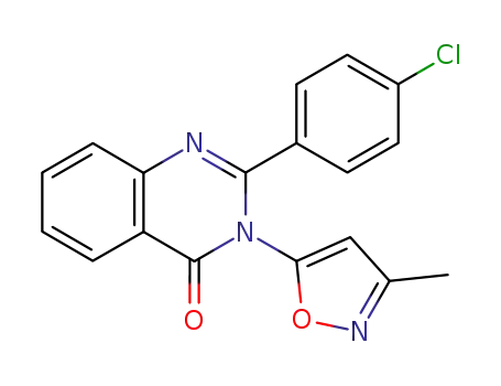 Molecular Structure of 90059-40-8 (4(3H)-Quinazolinone, 2-(4-chlorophenyl)-3-(3-methyl-5-isoxazolyl)-)