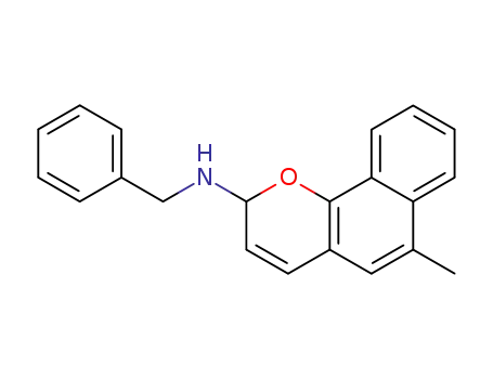 Molecular Structure of 88988-98-1 (2H-Naphtho[1,2-b]pyran-2-amine, 6-methyl-N-(phenylmethyl)-)