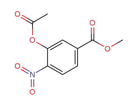 Molecular Structure of 61705-38-2 (Benzoic acid, 3-(acetyloxy)-4-nitro-, methyl ester)