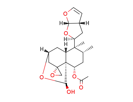 Molecular Structure of 178560-40-2 (Spiro[3H-3,8a-ethano-1H-2-benzopyran-9,2'-oxirane]-1,8-diol,hexahydro-5,6-dimethyl-5-[(2S,3aS,6aS)-2,3,3a,6a-tetrahydrofuro[2,3-b]furan-2-yl]-,8-acetate, (1S,2'R,3R,4aR,5S,6R,8S,8aR)-)