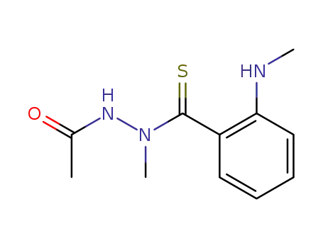 Molecular Structure of 90070-71-6 (Acetic acid, 2-methyl-2-[[2-(methylamino)phenyl]thioxomethyl]hydrazide)
