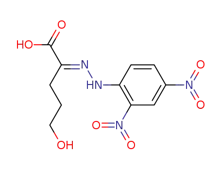 Molecular Structure of 99864-61-6 (2-(2,4-dinitro-phenylhydrazono)-5-hydroxy-valeric acid)