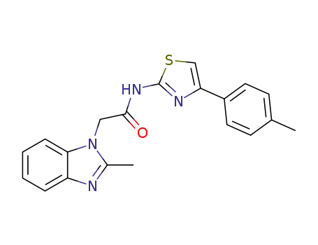 Molecular Structure of 6122-27-6 (1H-Benzimidazole-1-acetamide,2-methyl-N-[4-(4-methylphenyl)-2-thiazolyl]-)
