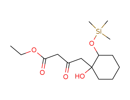 Molecular Structure of 89880-42-2 (Cyclohexanebutanoic acid, 1-hydroxy-b-oxo-2-[(trimethylsilyl)oxy]-, ethyl
ester)