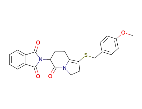 (+/-)-2-<2,3,5,6,7,8-Hexahydro-1-<(4-methoxyphenyl)methylthio>-5-oxo-6-indolizinyl>-1H-isoindol-1,3(2H)-dion