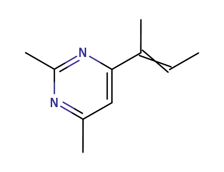 Molecular Structure of 82479-36-5 (Pyrimidine, 2,4-dimethyl-6-(1-methyl-1-propenyl)-)