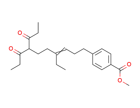 Molecular Structure of 52122-36-8 (Benzoic acid, 4-[4-ethyl-8-oxo-7-(1-oxopropyl)-3-decenyl]-, methyl ester)