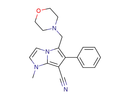 Molecular Structure of 61934-19-8 (1H-Pyrrolo[1,2-a]imidazole-7-carbonitrile,
1-methyl-5-(4-morpholinylmethyl)-6-phenyl-)