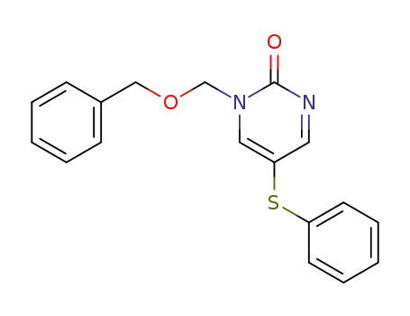 Molecular Structure of 116392-88-2 (2(1H)-Pyrimidinone, 1-[(phenylmethoxy)methyl]-5-(phenylthio)-)