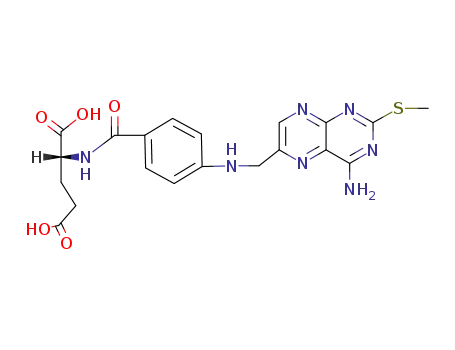 Molecular Structure of 94543-82-5 (<i>N</i>-{4-[(4-amino-2-methylsulfanyl-pteridin-6-ylmethyl)-amino]-benzoyl}-<i>DL</i>-glutamic acid)