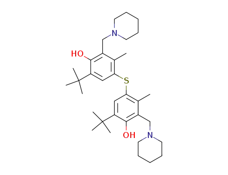 Molecular Structure of 124120-10-1 (bis-(5-<i>tert</i>-butyl-4-hydroxy-2-methyl-3-piperidinomethyl-phenyl)-sulfide)