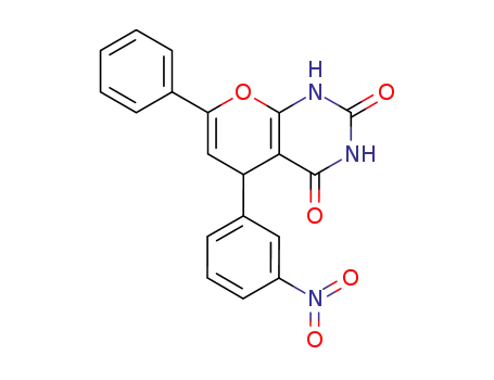 Molecular Structure of 47536-32-3 (2H-Pyrano[2,3-d]pyrimidine-2,4(3H)-dione,
1,5-dihydro-5-(3-nitrophenyl)-7-phenyl-)
