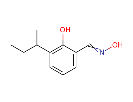 Molecular Structure of 155138-08-2 (Benzaldehyde, 2-hydroxy-3-(1-methylpropyl)-, oxime)