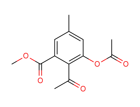 Molecular Structure of 112920-17-9 (Benzoic acid, 2-acetyl-3-(acetyloxy)-5-methyl-, methyl ester)