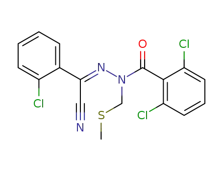 Molecular Structure of 90017-14-4 (Benzoic acid, 2,6-dichloro-,
[(2-chlorophenyl)cyanomethylene][(methylthio)methyl]hydrazide)