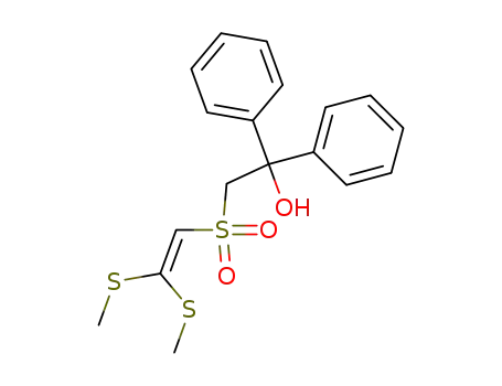 Molecular Structure of 89880-24-0 (Benzenemethanol,
a-[[[2,2-bis(methylthio)ethenyl]sulfonyl]methyl]-a-phenyl-)
