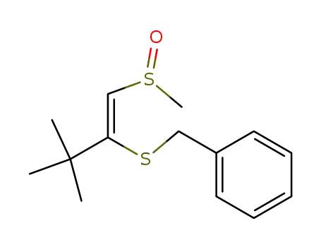 Molecular Structure of 89880-32-0 (Benzene,
[[[2,2-dimethyl-1-[(methylsulfinyl)methylene]propyl]thio]methyl]-, (Z)-)