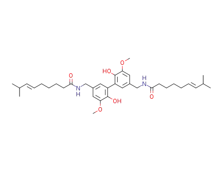 Molecular Structure of 134386-10-0 (N,N'-(3,3'-Bi-4-hydroxy-5-methoxybenzyl)di-8-methylnon-(E)-6-enamide)
